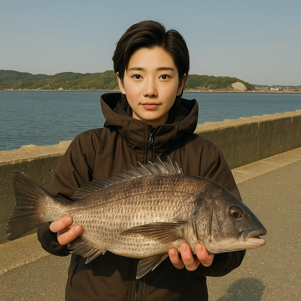 喜々津シーサイドでチヌの釣果を得た佐伯.webp