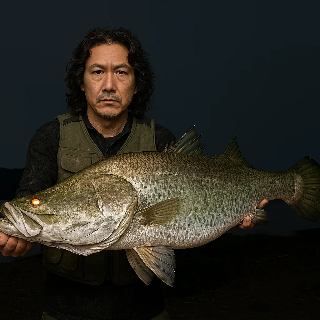 四万十川でアカメの釣果を得た岸本.webp