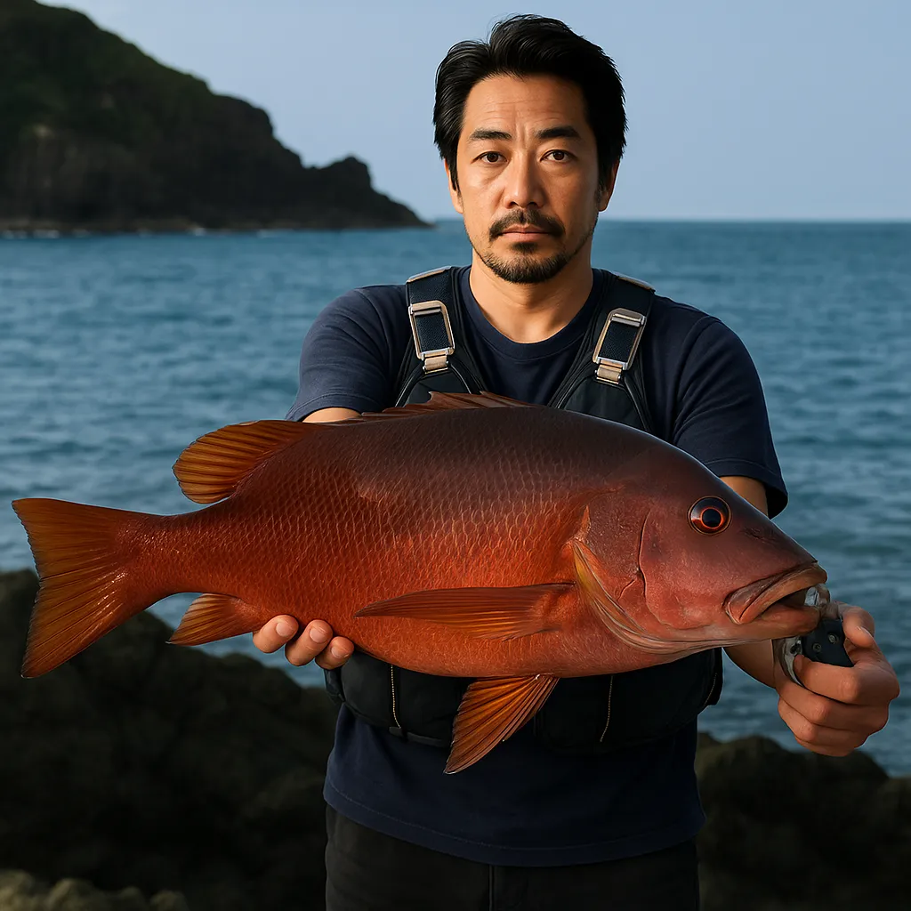 坊岬でシブダイの釣果を得た佐々木.webp