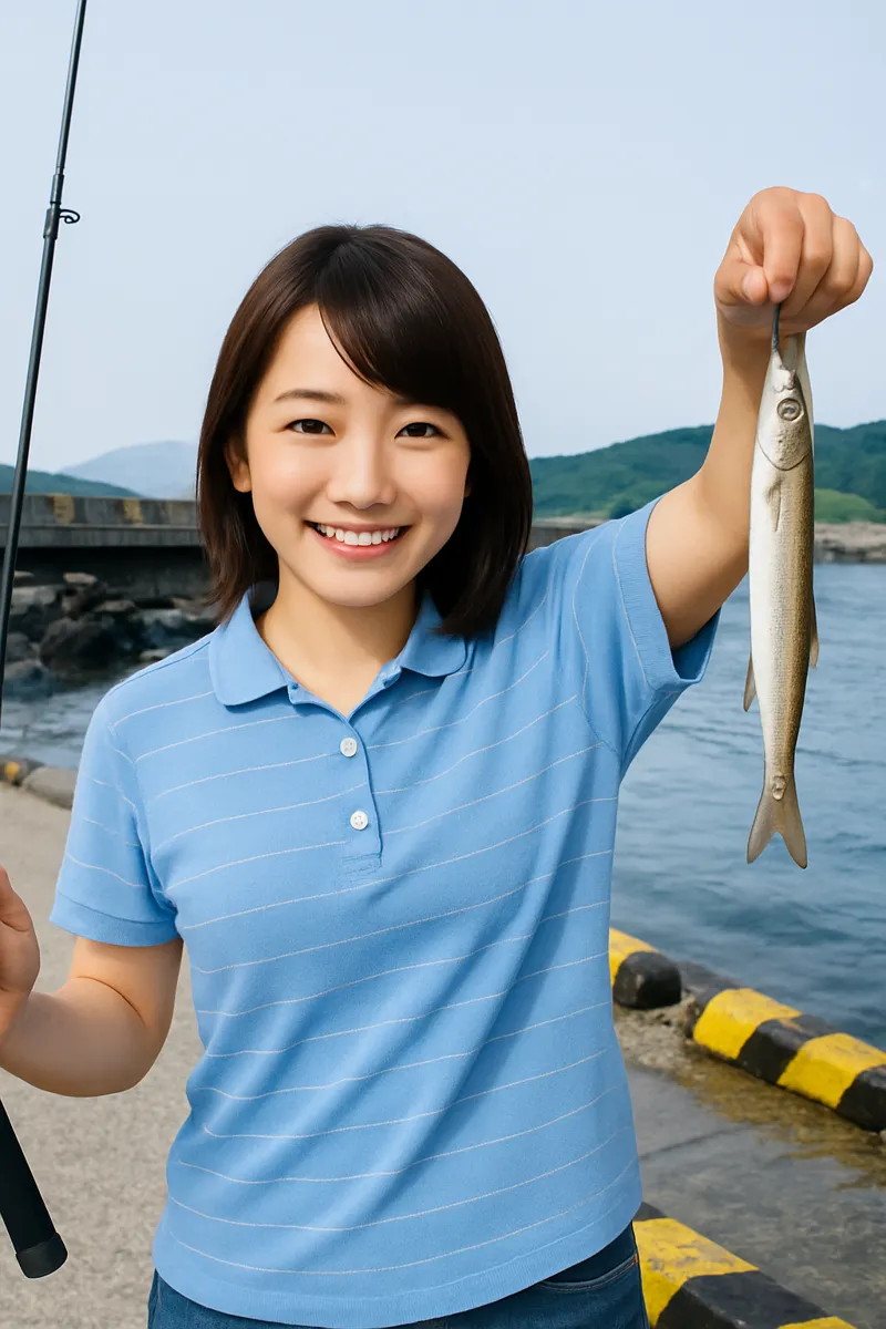 坊泊漁港でカマスの釣果を得た西岡.webp