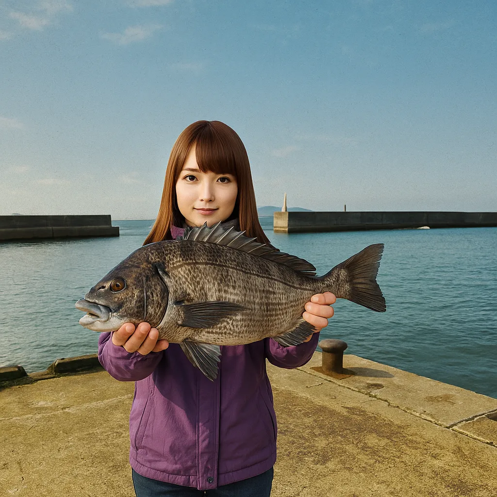 堂崎港.でチヌの釣果を得た山際.webp