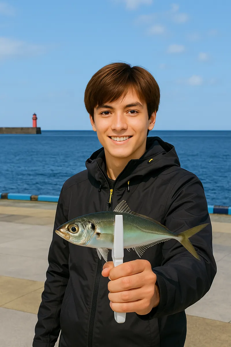 壱岐島でアジの釣果を得た久良木.webp