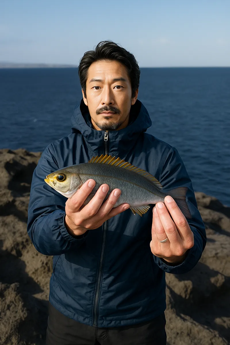 壱岐島でイサキの釣果を得た佐々木.webp