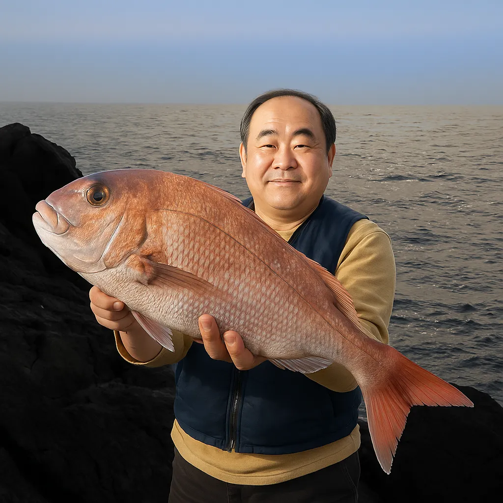 壱岐島でマダイの釣果を得た持田.webp