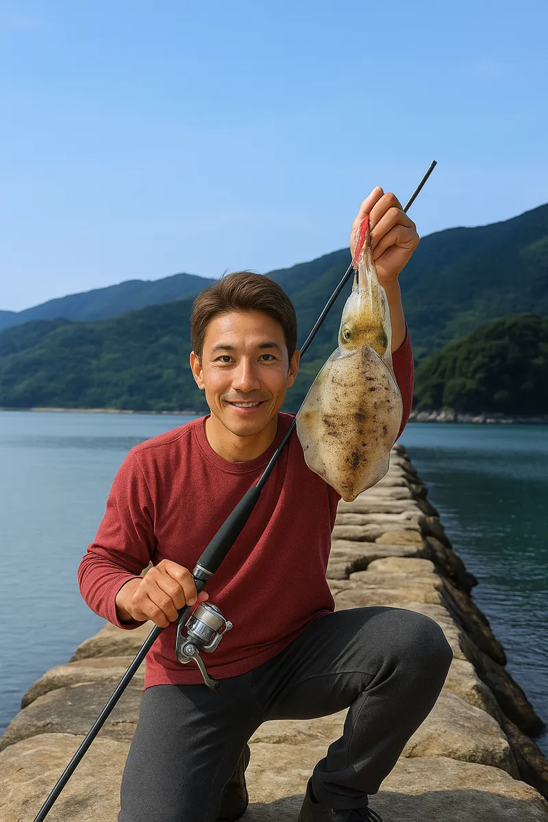 大入漁港でアオリイカの釣果を得た亀岡.webp