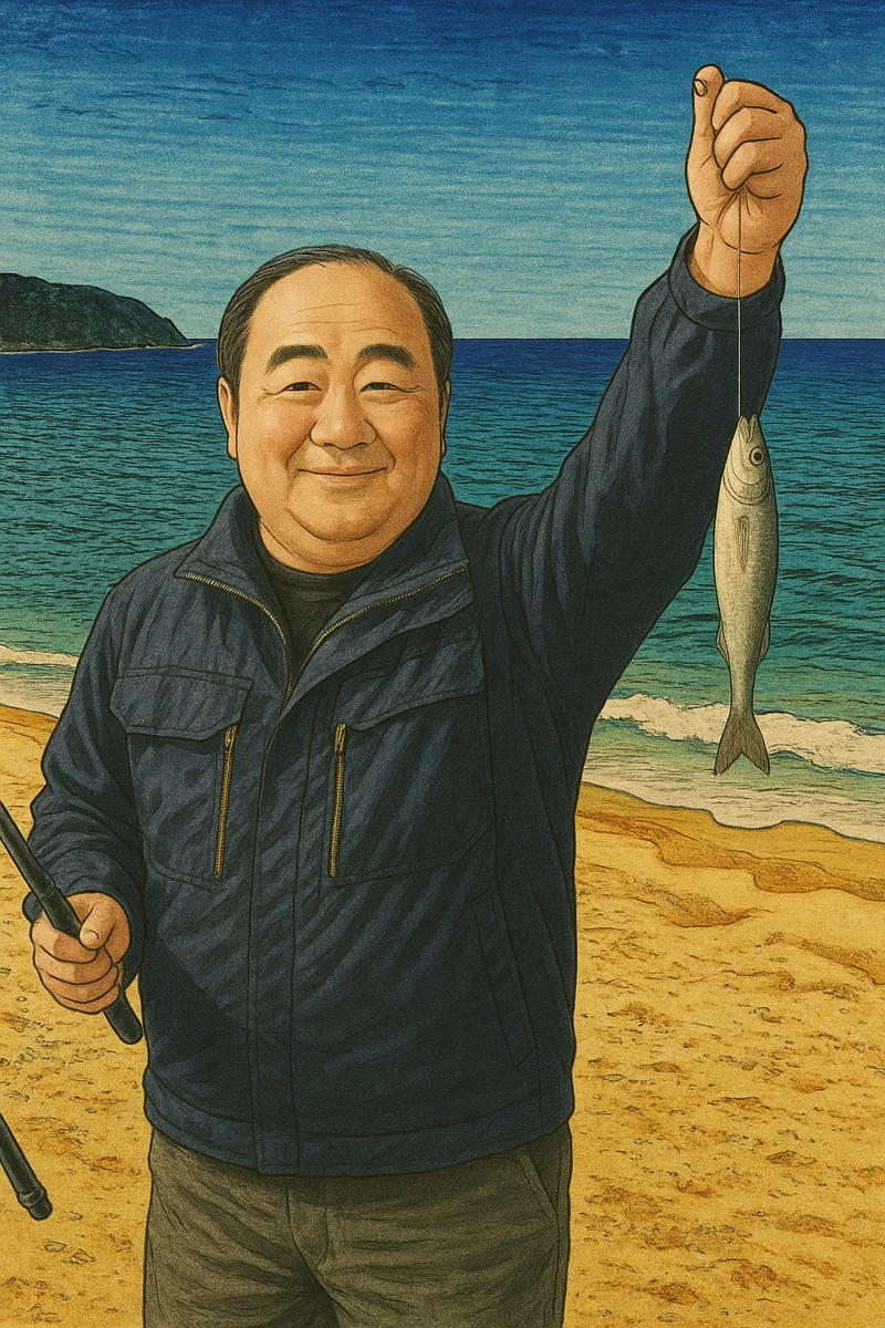 大口海岸でシロギスの釣果を得た持田.webp