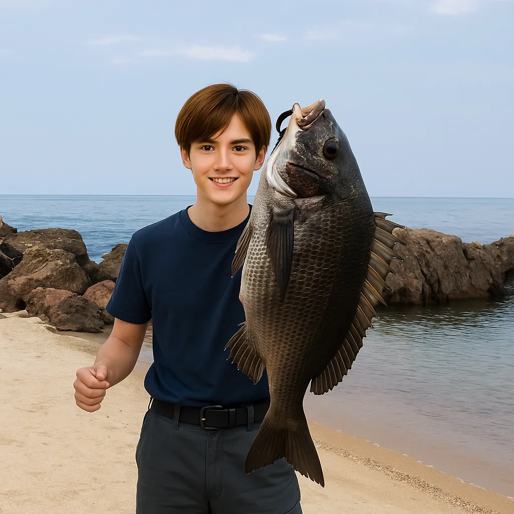 大口海岸でチヌの釣果を得た久良木.webp