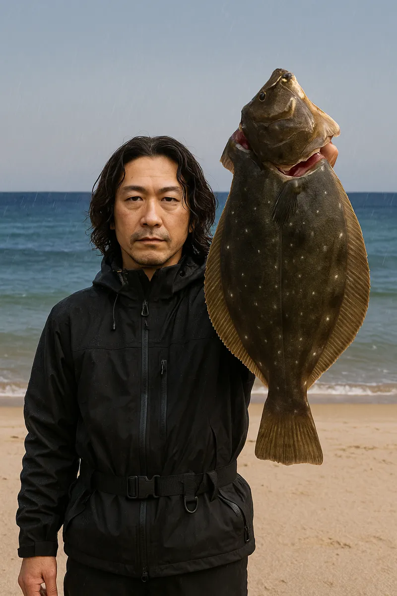 大口海岸でヒラメの釣果を得た岸本.webp
