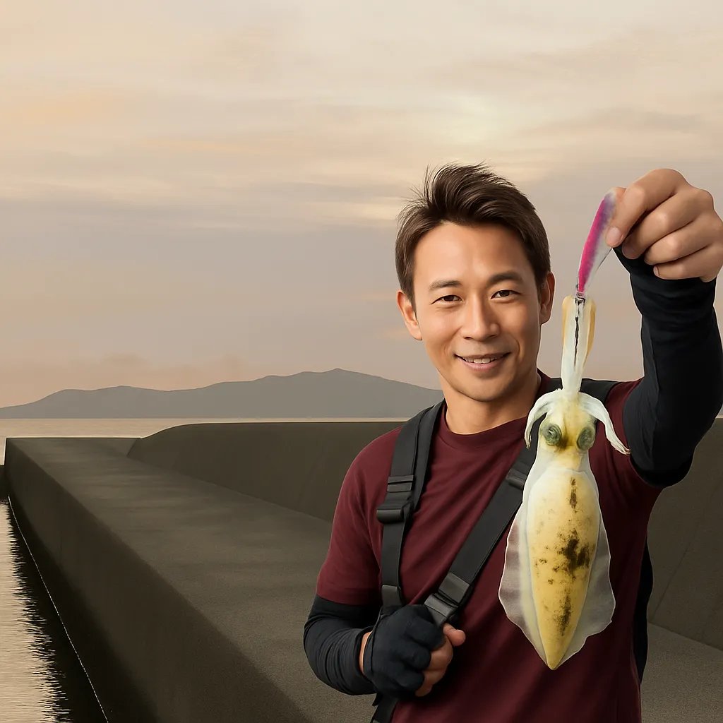 大多尾漁港でアオリイカの釣果を得た亀岡.webp