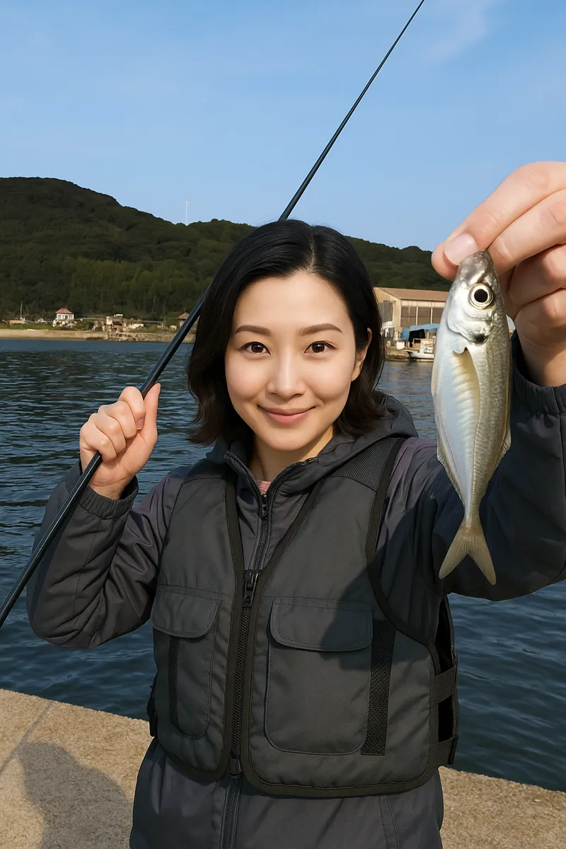 大多尾漁港でアジの釣果を得た八重田.webp