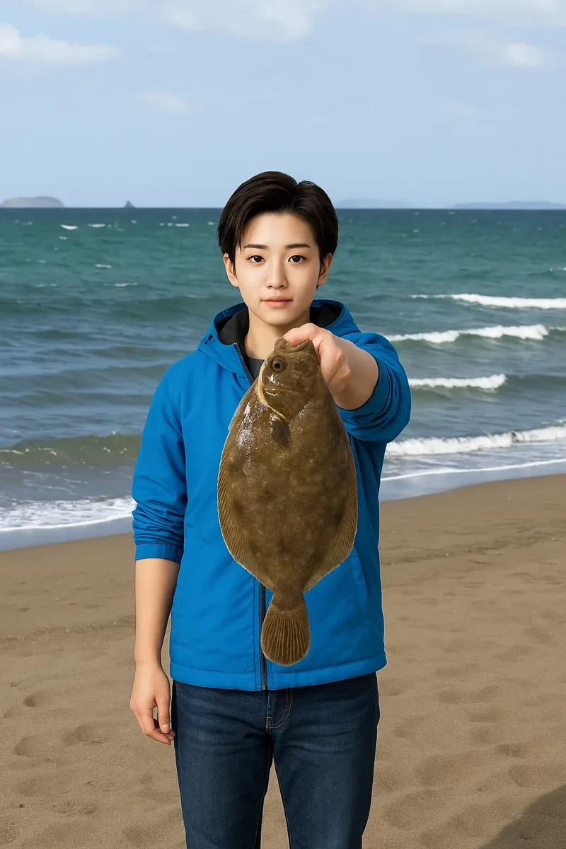 大岳海岸でカレイの釣果を得た佐伯.webp