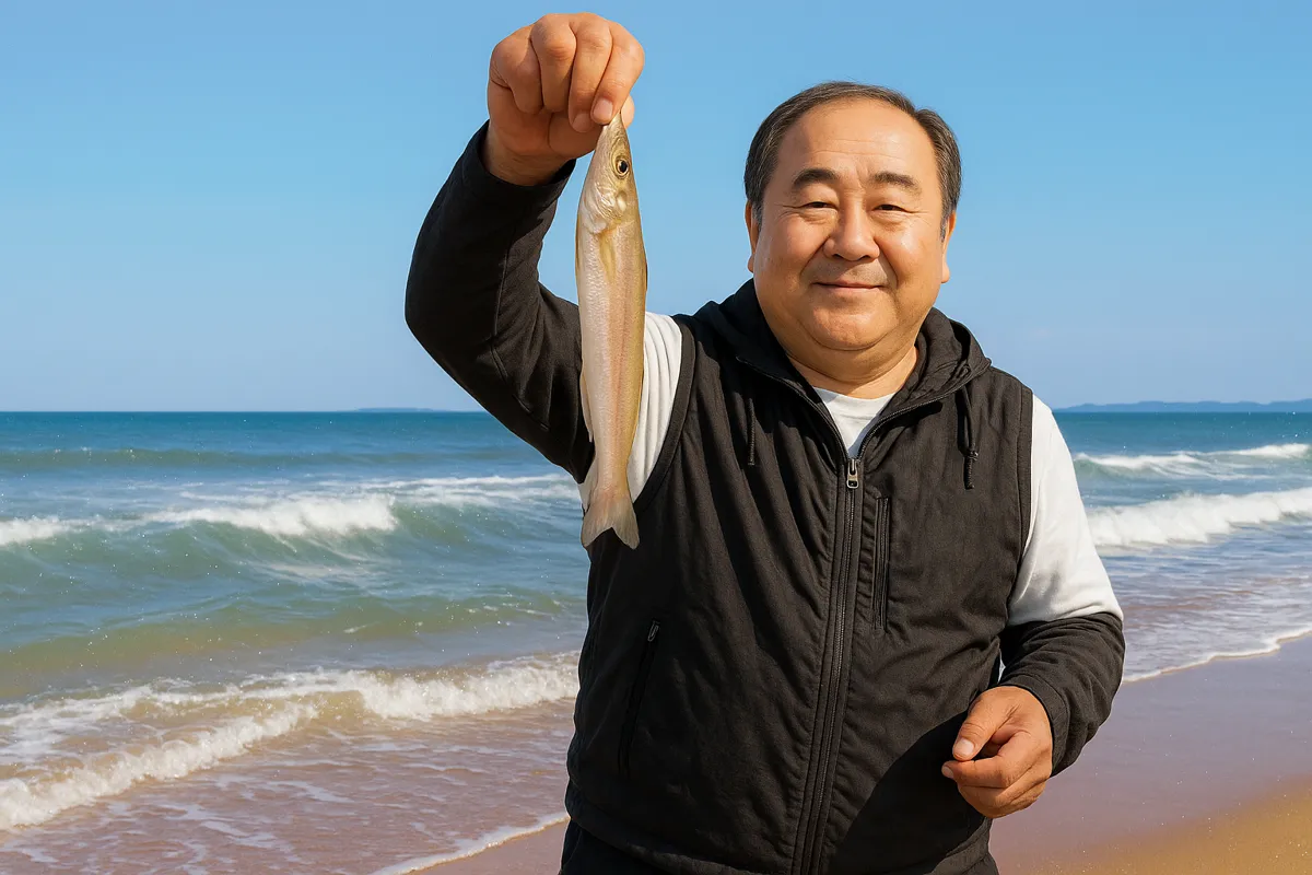 大岳海岸でシロギスの釣果を得た持田.webp