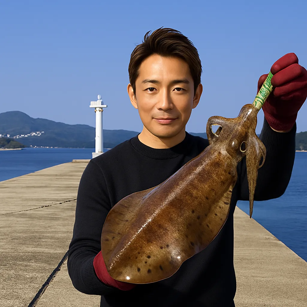 大崎波止でアオリイカの釣果を得た亀岡.webp