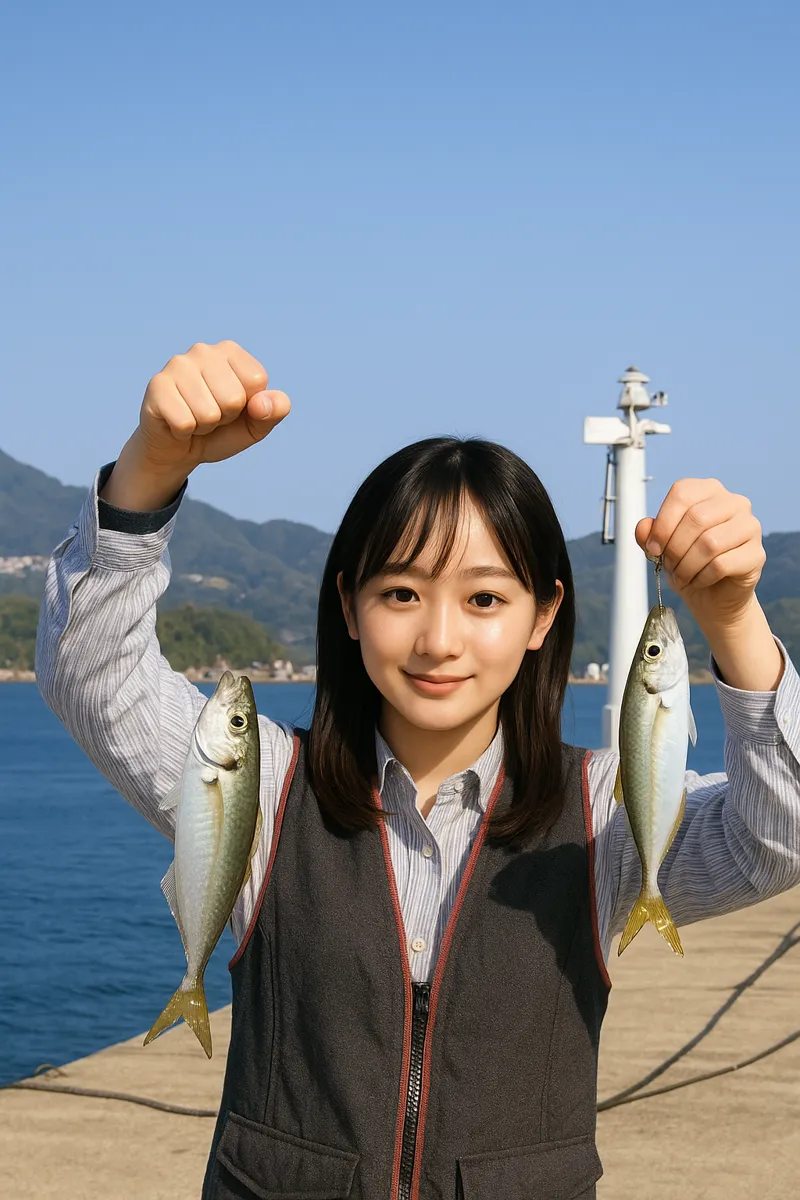 大崎波止でアジの釣果を得た国生.webp