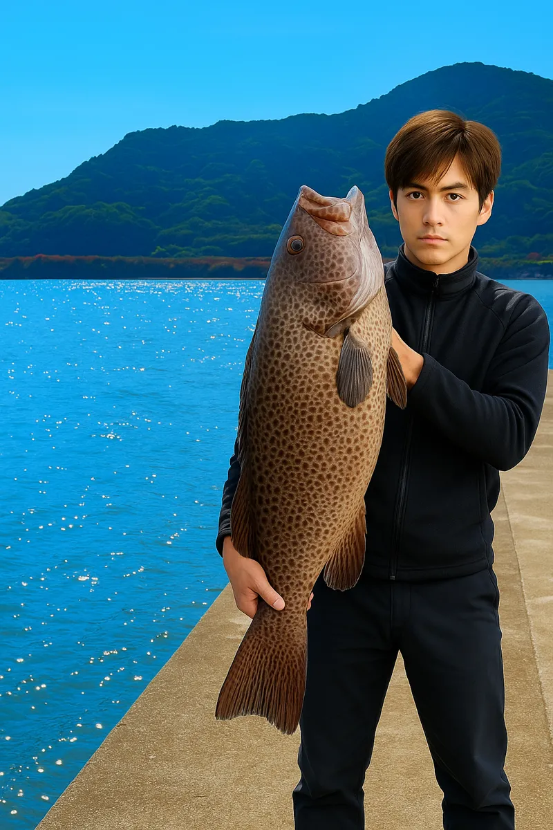 大当港でオオモンハタの釣果を得た久良木.webp