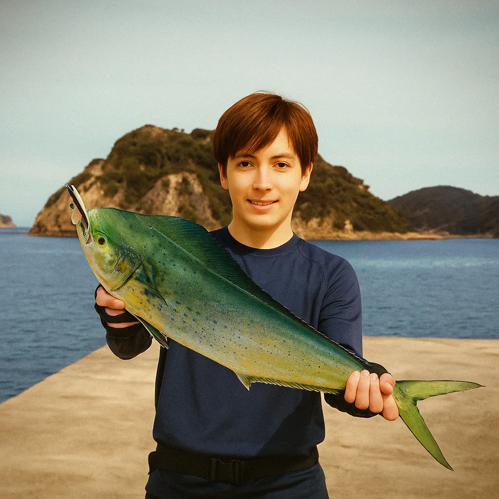 大当港でシイラの釣果を得た久良木.webp
