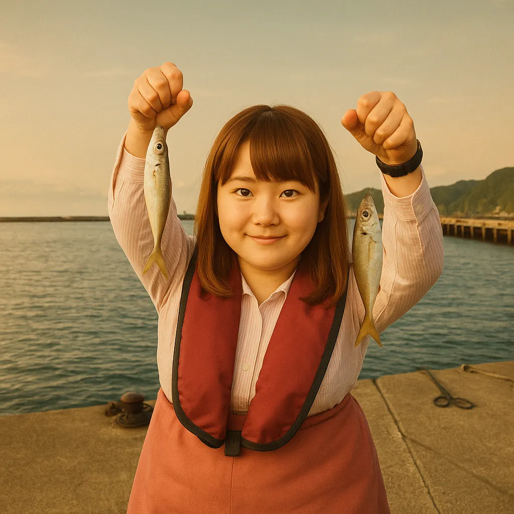 大浜漁港でアジの釣果を得た山際.webp