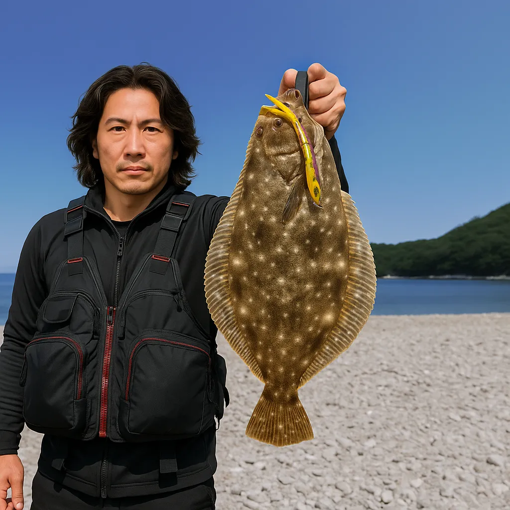 大神子海岸でヒラメの釣果を得た岸本.webp