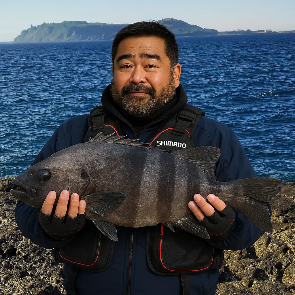 大角力でイシダイの釣果を得た楢崎.webp