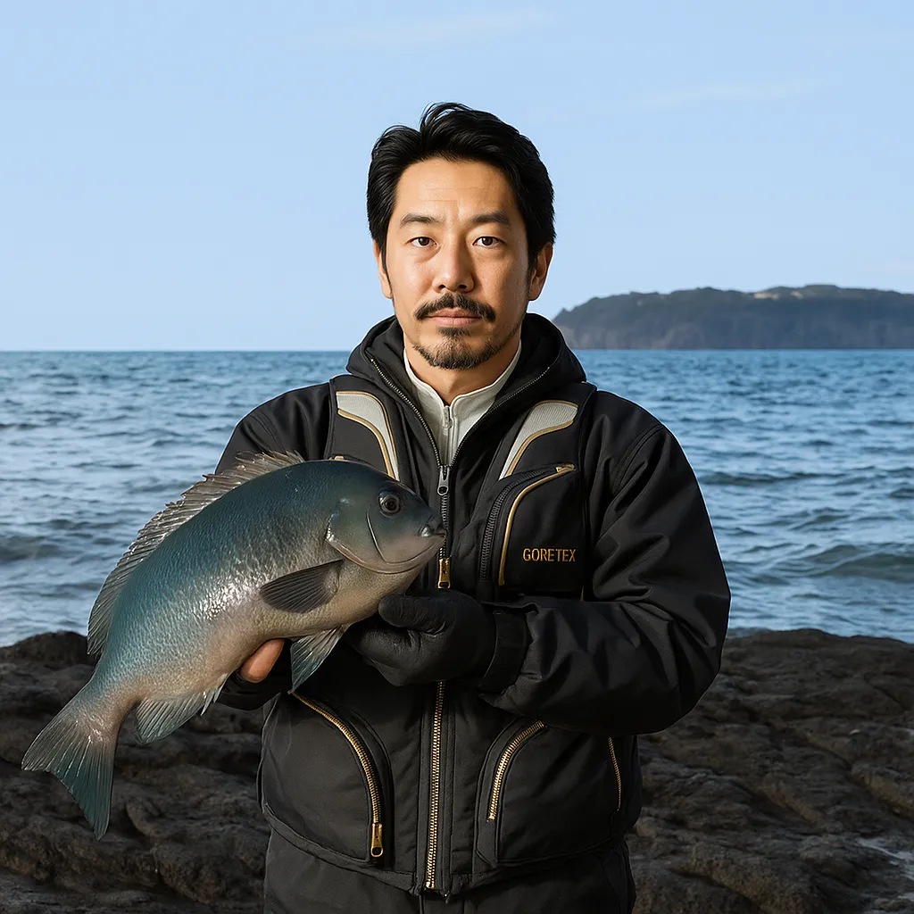 大角力でグレの釣果を得た佐々木.webp