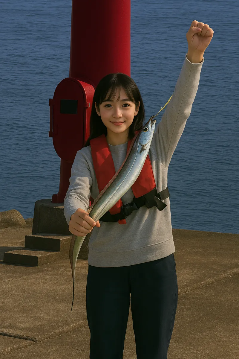 大道港でタチウオの釣果を得た国生.webp
