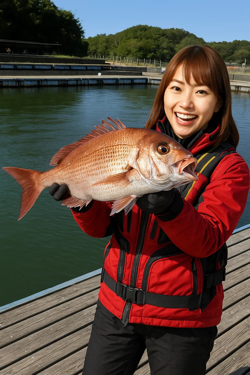 天草釣堀レジャーランドでマダイの釣果を得た山際.webp