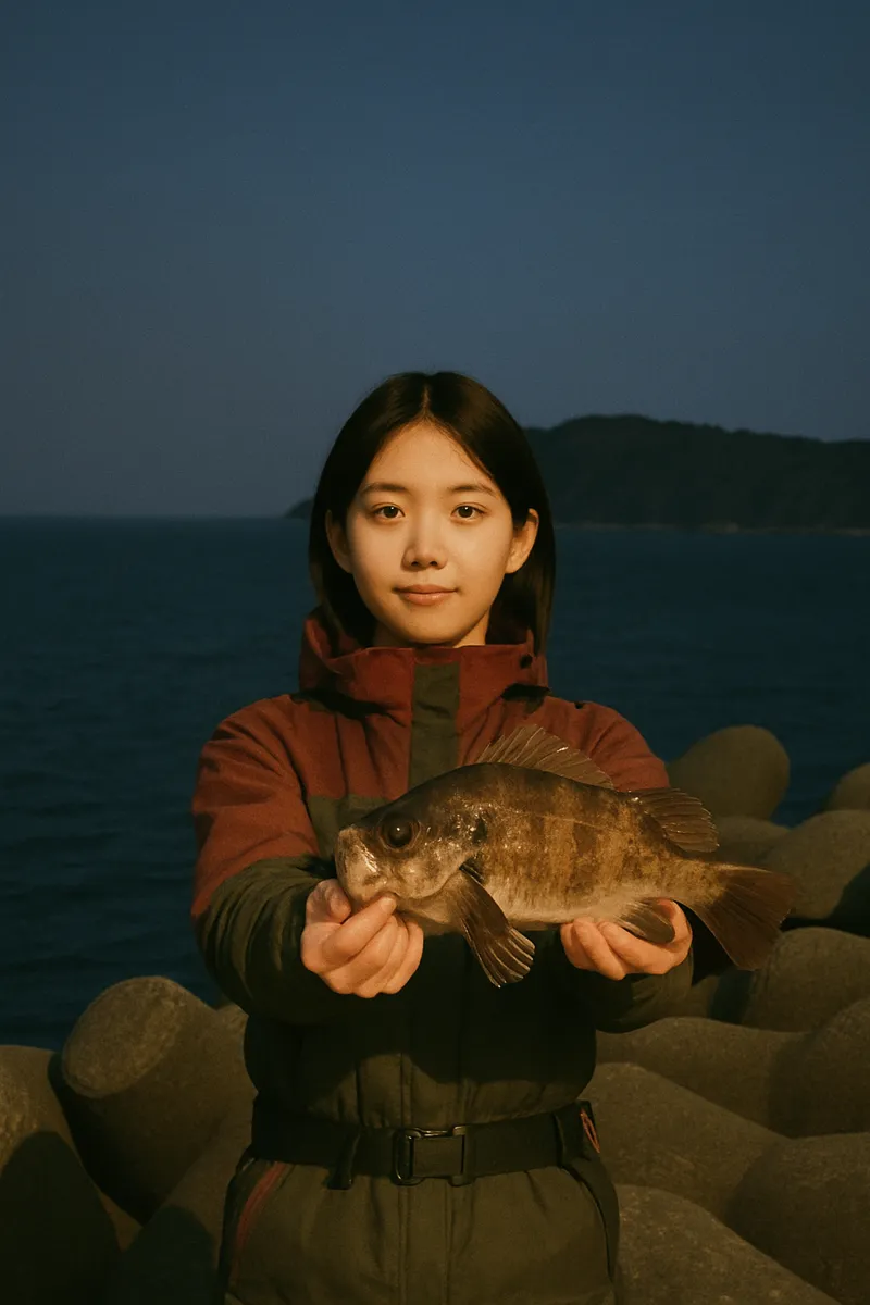 奈多漁港でメバルの釣果を得た森永.webp
