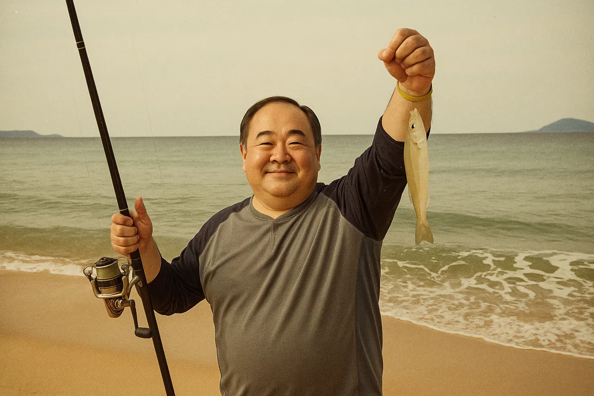 姉子の浜でシロギスの釣果を得た持田.webp