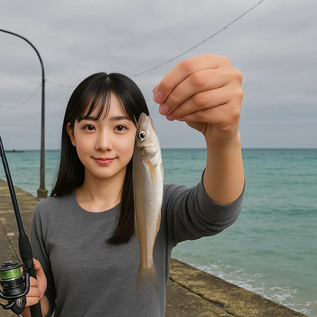 姫戸港でシロギスの釣果を得た国生.webp