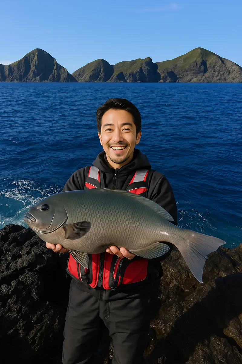宇治群島でオナガの釣果を得た佐々木.webp