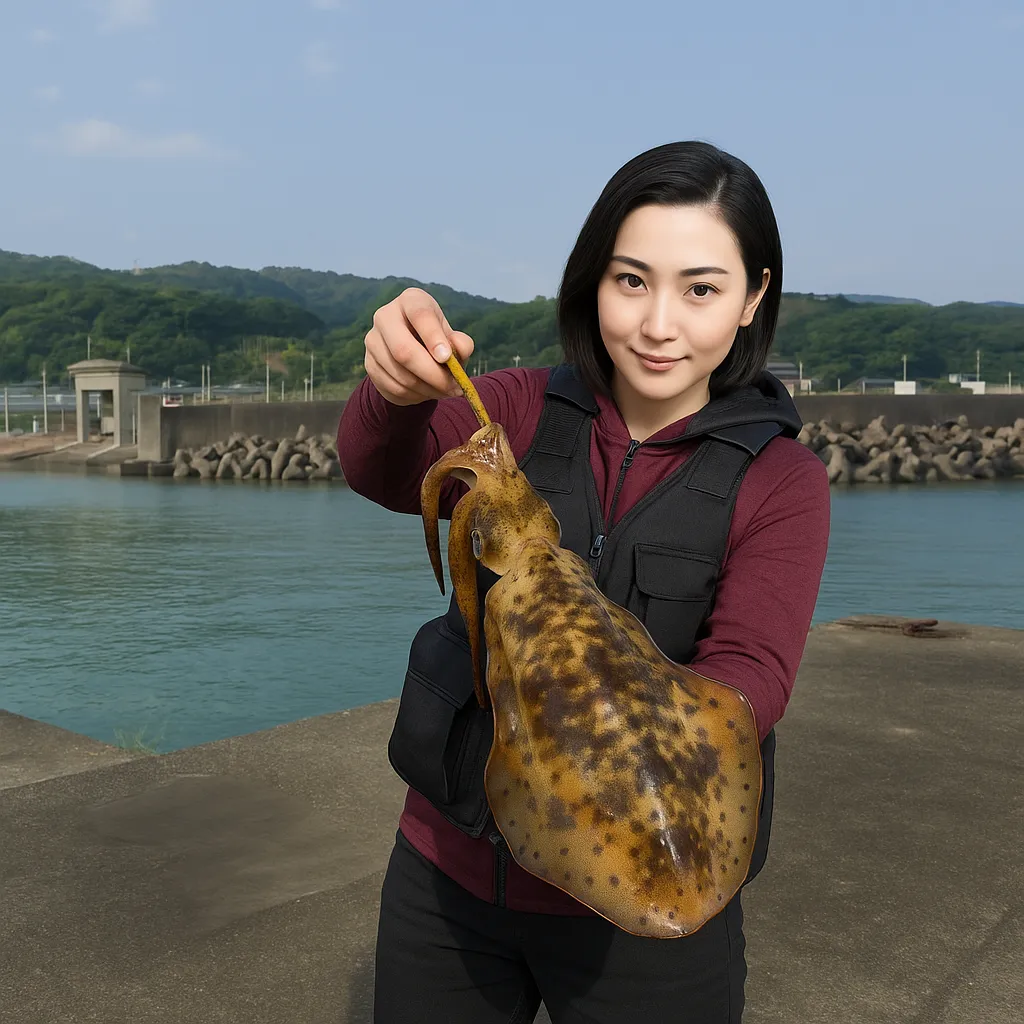 安芸漁港でアオリイカの釣果を得た八重田.webp