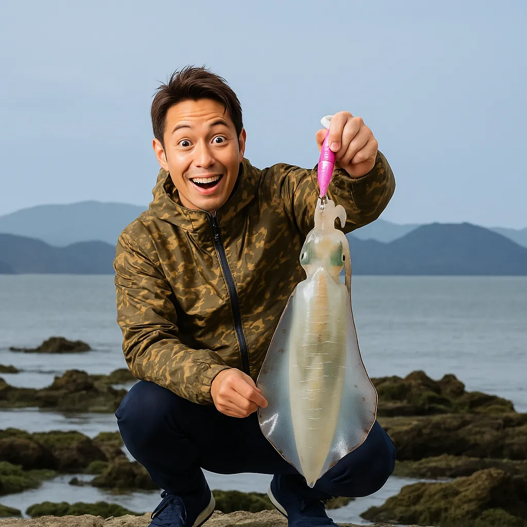 宗像大島でアオリイカの釣果を得た亀岡.webp