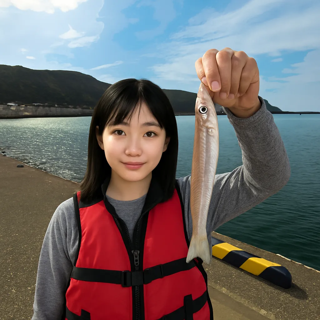室戸岬漁港でシロギスの釣果を得た国生.webp
