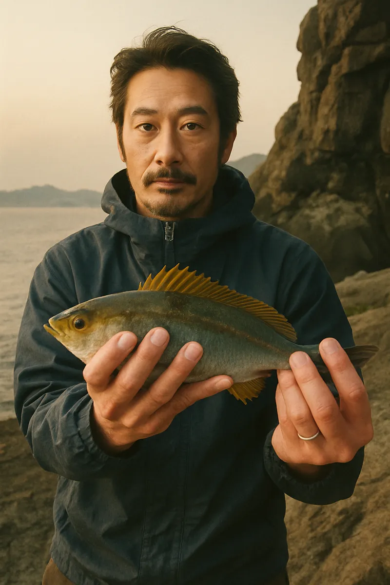 対馬でイサキの釣果を得た佐々木.webp