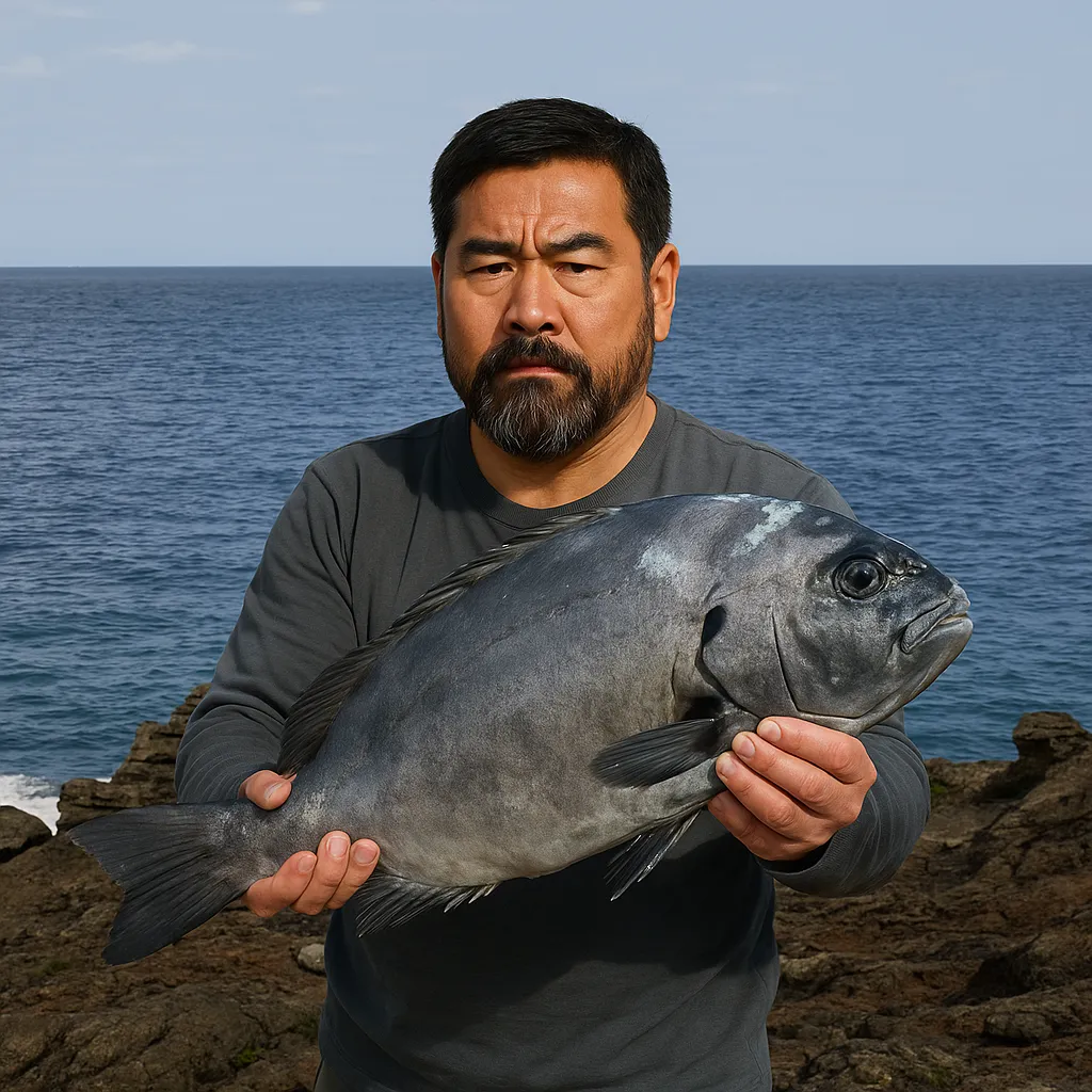 対馬でイシダイの釣果を得た楢崎.webp