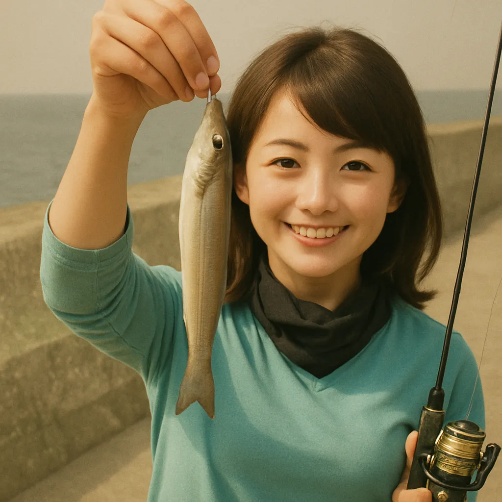 小戸公園でシロギスの釣果を得た西岡.webp