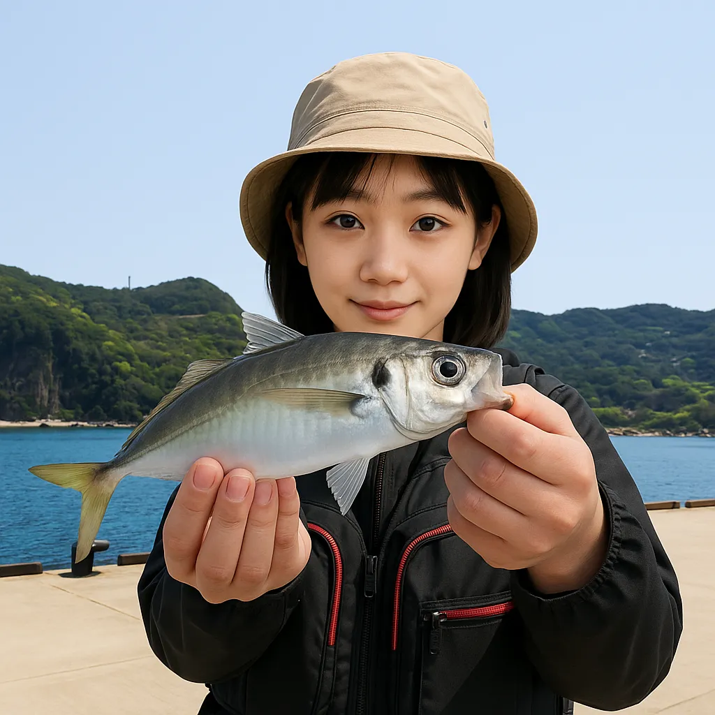 小江漁港でアジの釣果を得た国生.webp