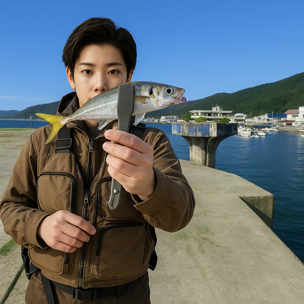 小浜漁港.でアジの釣果を得た佐伯.webp