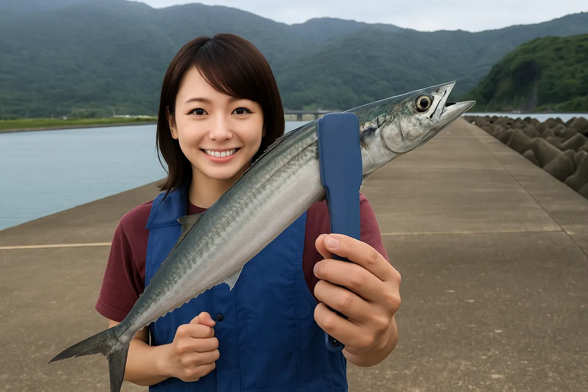小湊漁港でサゴシの釣果を得た西岡.webp