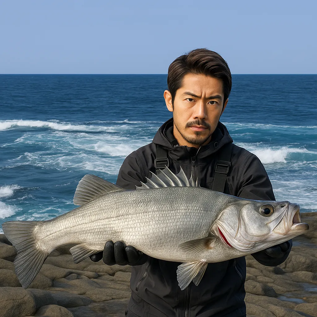 崎戸島でヒラスズキの釣果を得た広岡.webp