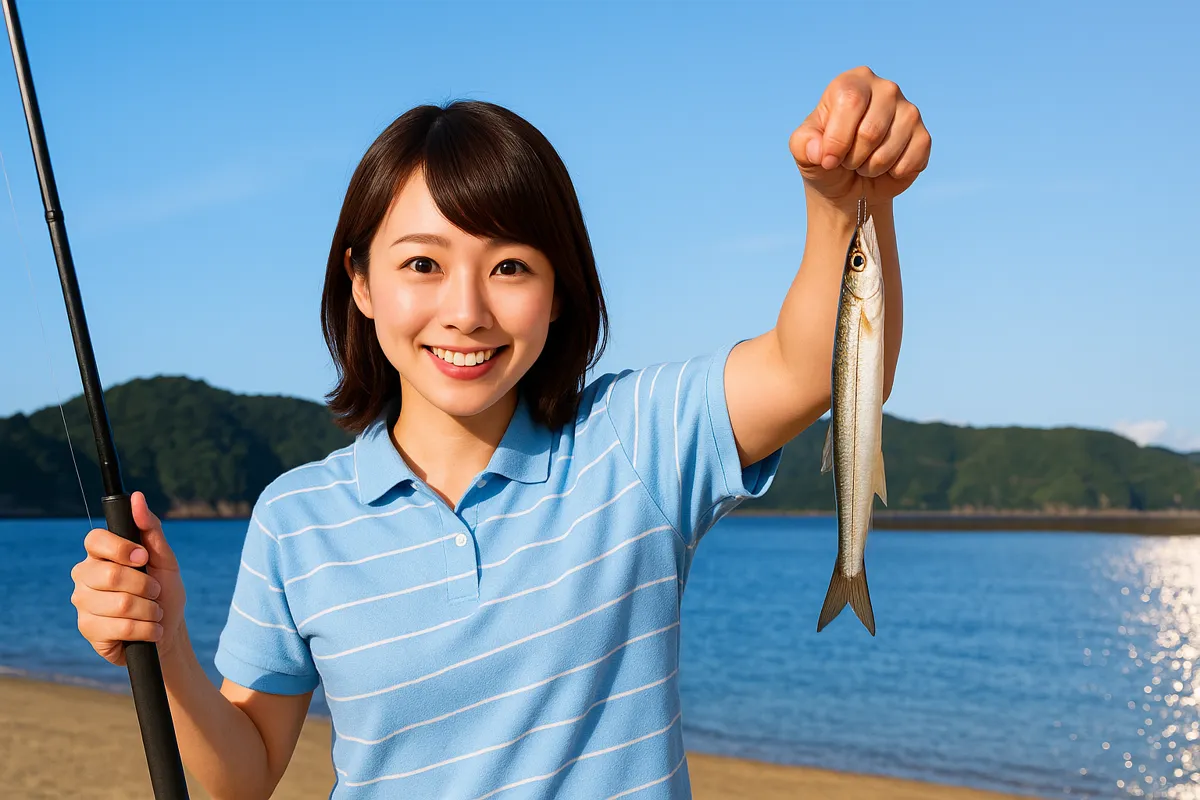 崎戸港でカマスの釣果を得た西岡.webp