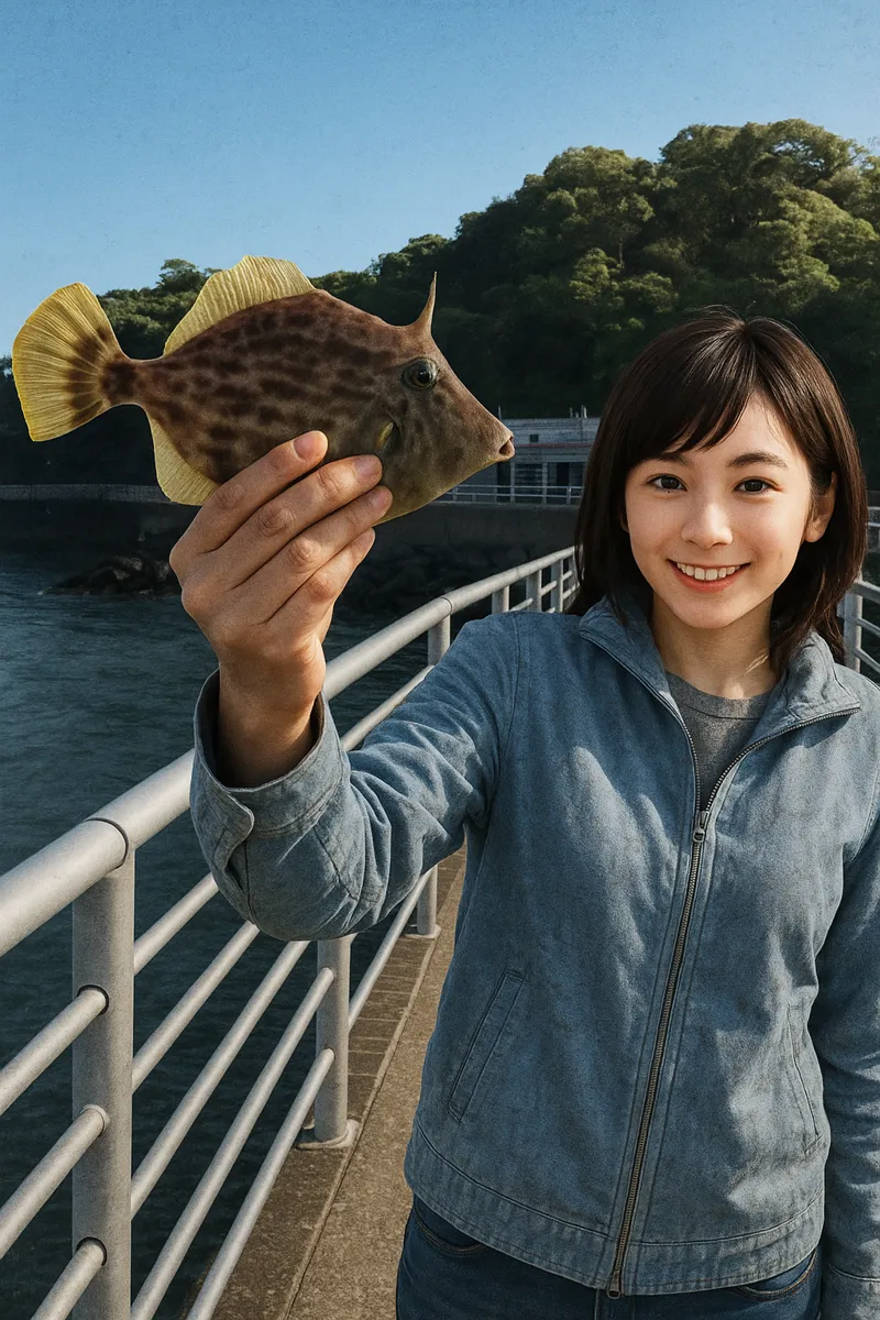 御立岬公園海釣りランドでカワハギの釣果を得た西岡.webp