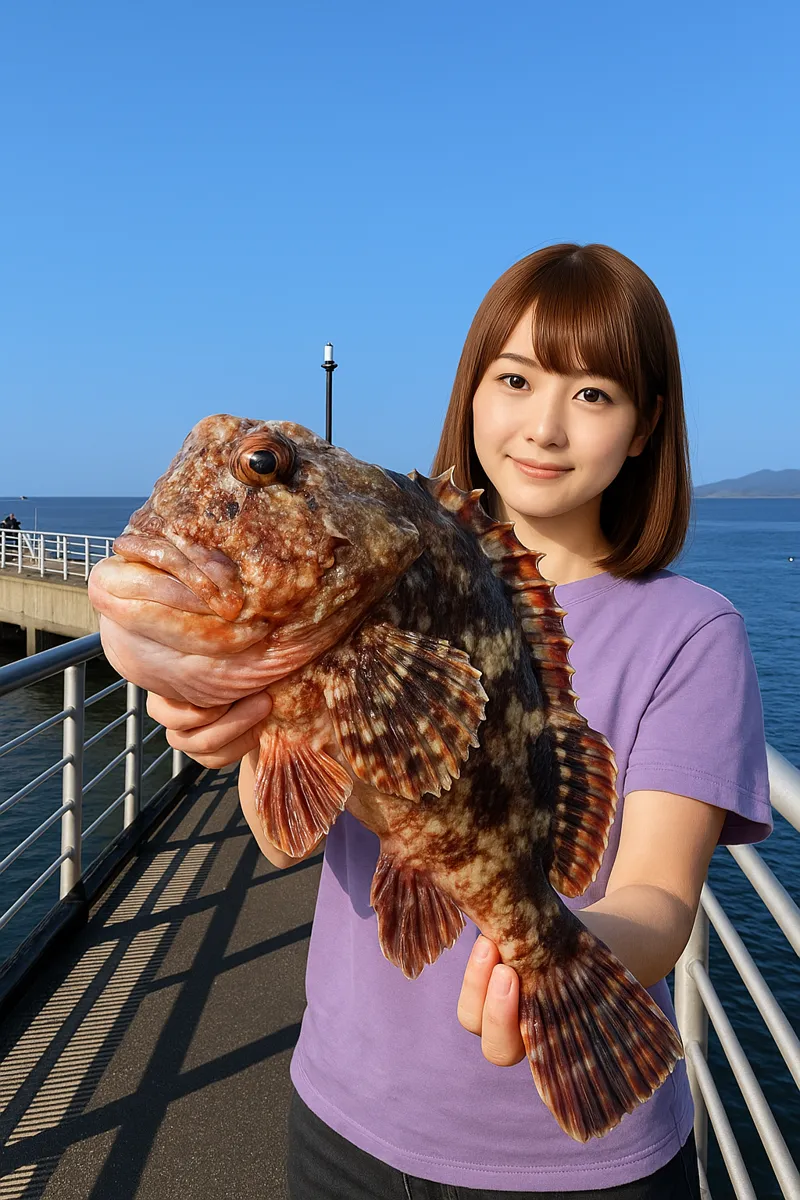 御立岬公園海釣りランドでガラカブの釣果を得た山際.webp