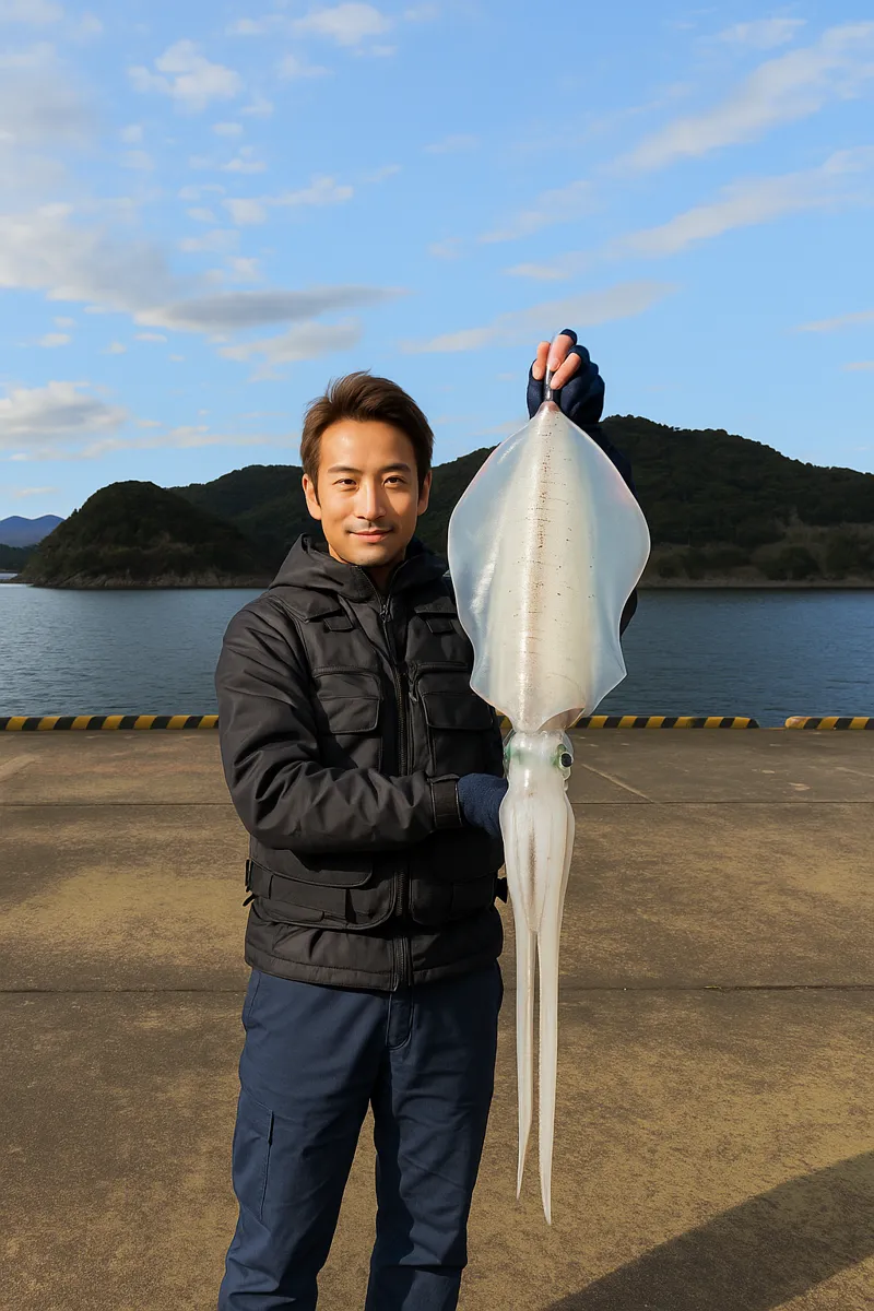 恵比須浜岸壁でエギングの釣果を得た亀岡.webp