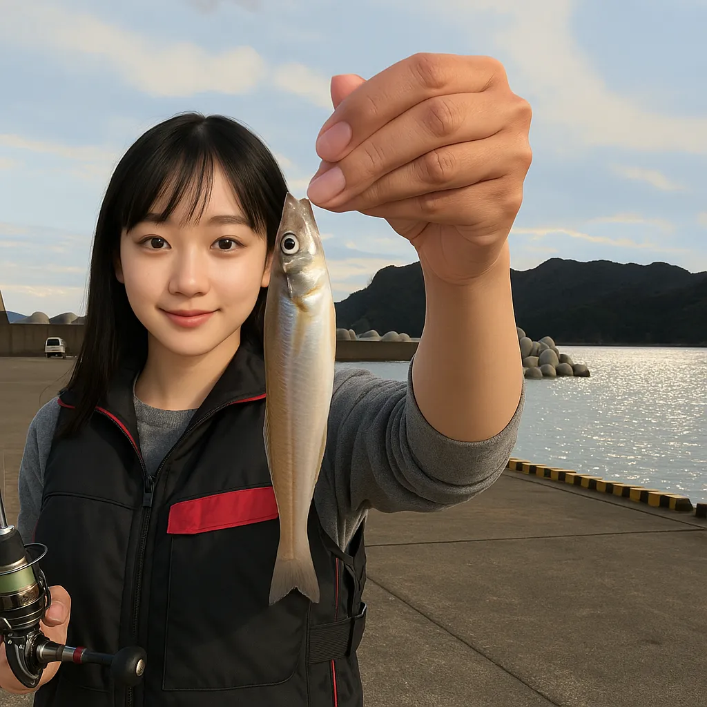 恵比須浜岸壁でシロギスの釣果を得た国生.webp