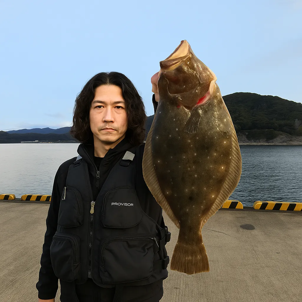 恵比須浜岸壁でヒラメの釣果を得た岸本.webp