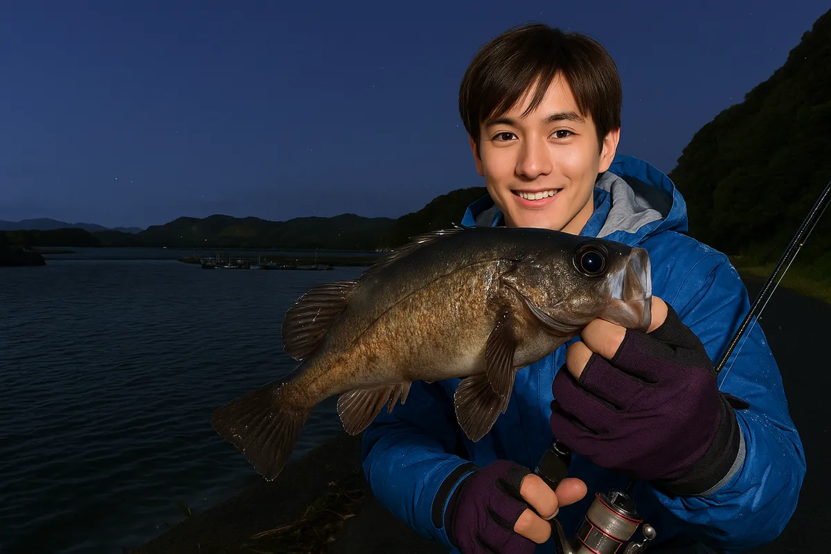 戸の崎漁港でメバルの釣果を得た久良木.webp