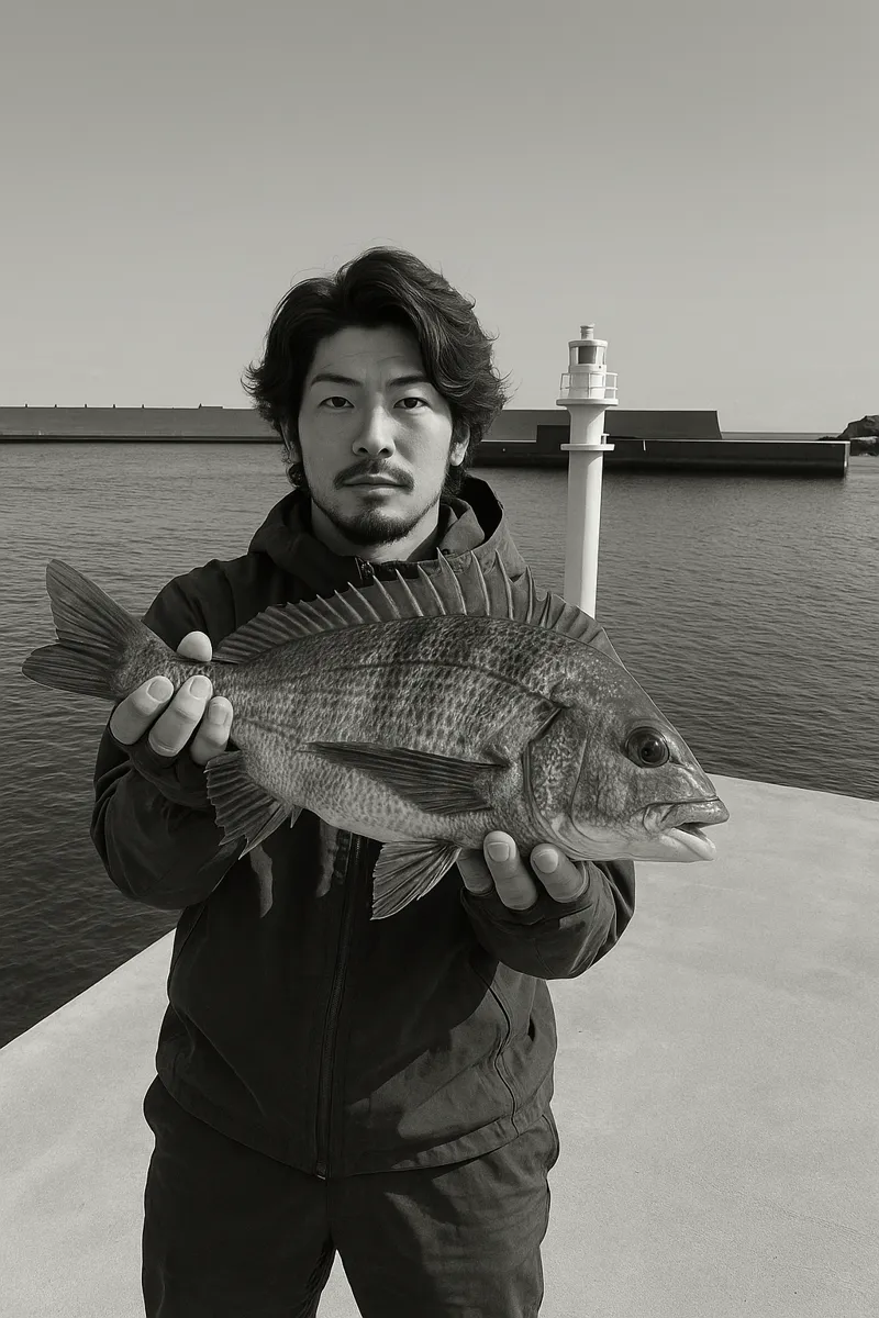戸崎漁港でチヌの釣果を得た澤田.webp
