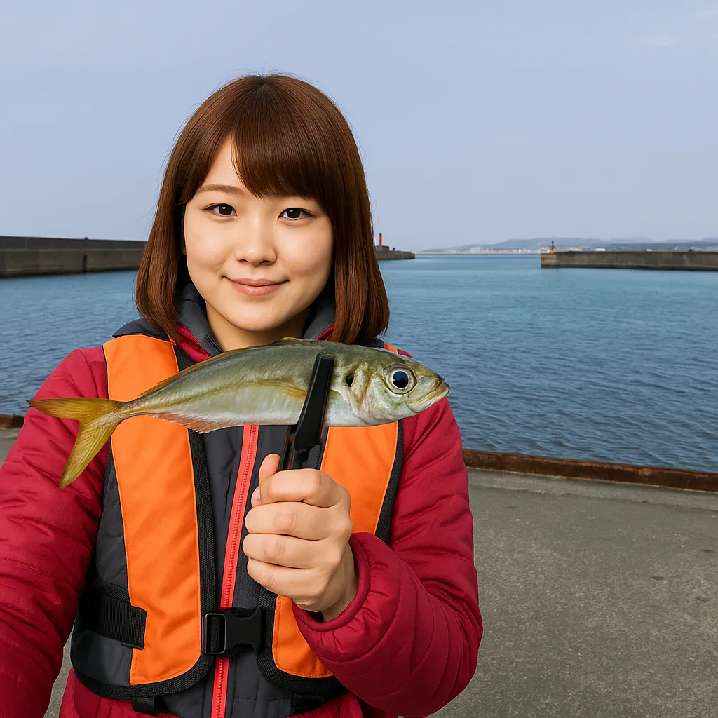 手結港でアジの釣果を得た山際.webp