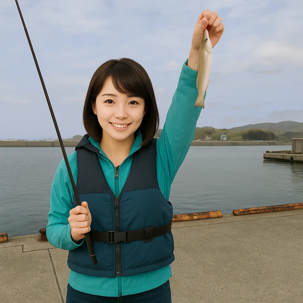 手結港でシロギスの釣果を得た西岡.webp
